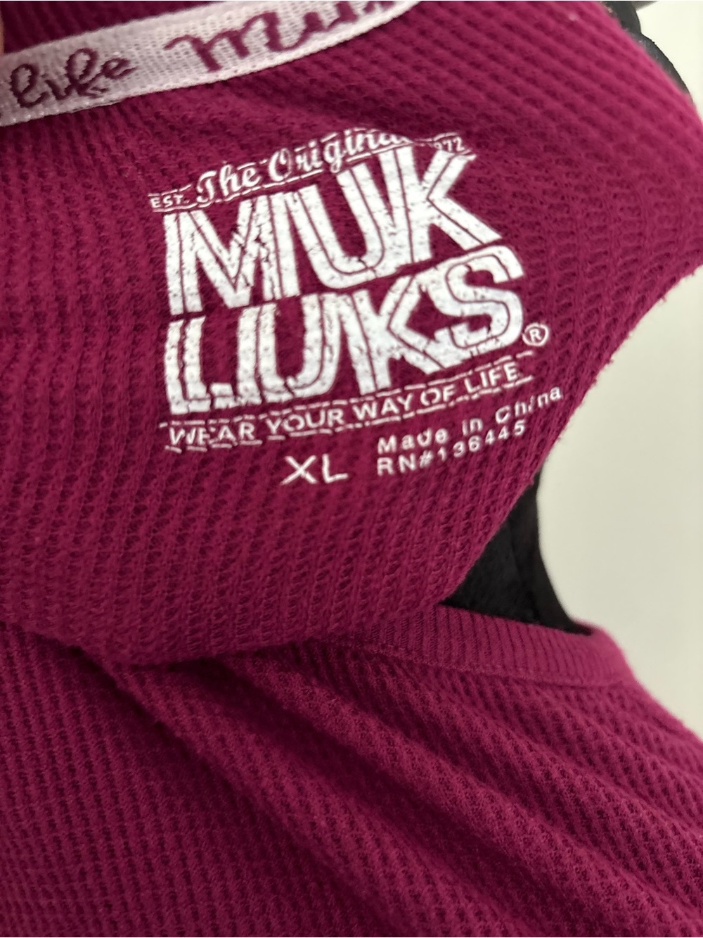 MUK LUKS Women’s Burgundy Solid Knit Long Sleeve Crew Neck Pullover Top XL - Picture 8 of 8